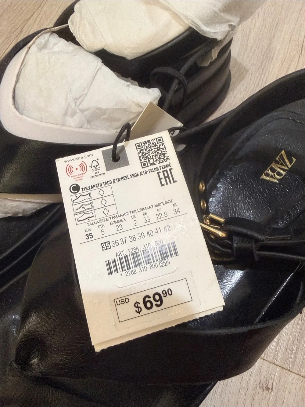 NWT Zara Black Thong Platform Sandals with Ankle Strap - Picture 3 of 4